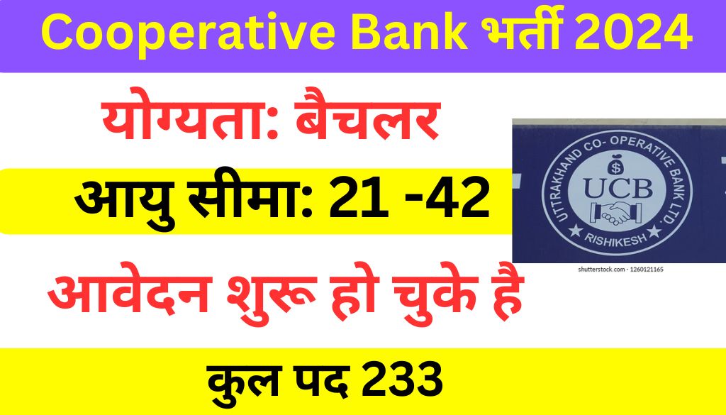 Uttarakhand Cooperative Bank Various Post Online Form 2024