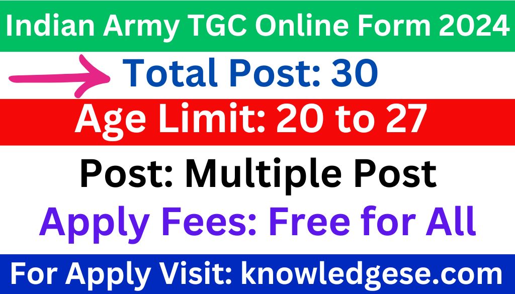 Indian Army TGC Online Form 2024 For 30 Post, Apply Online Start